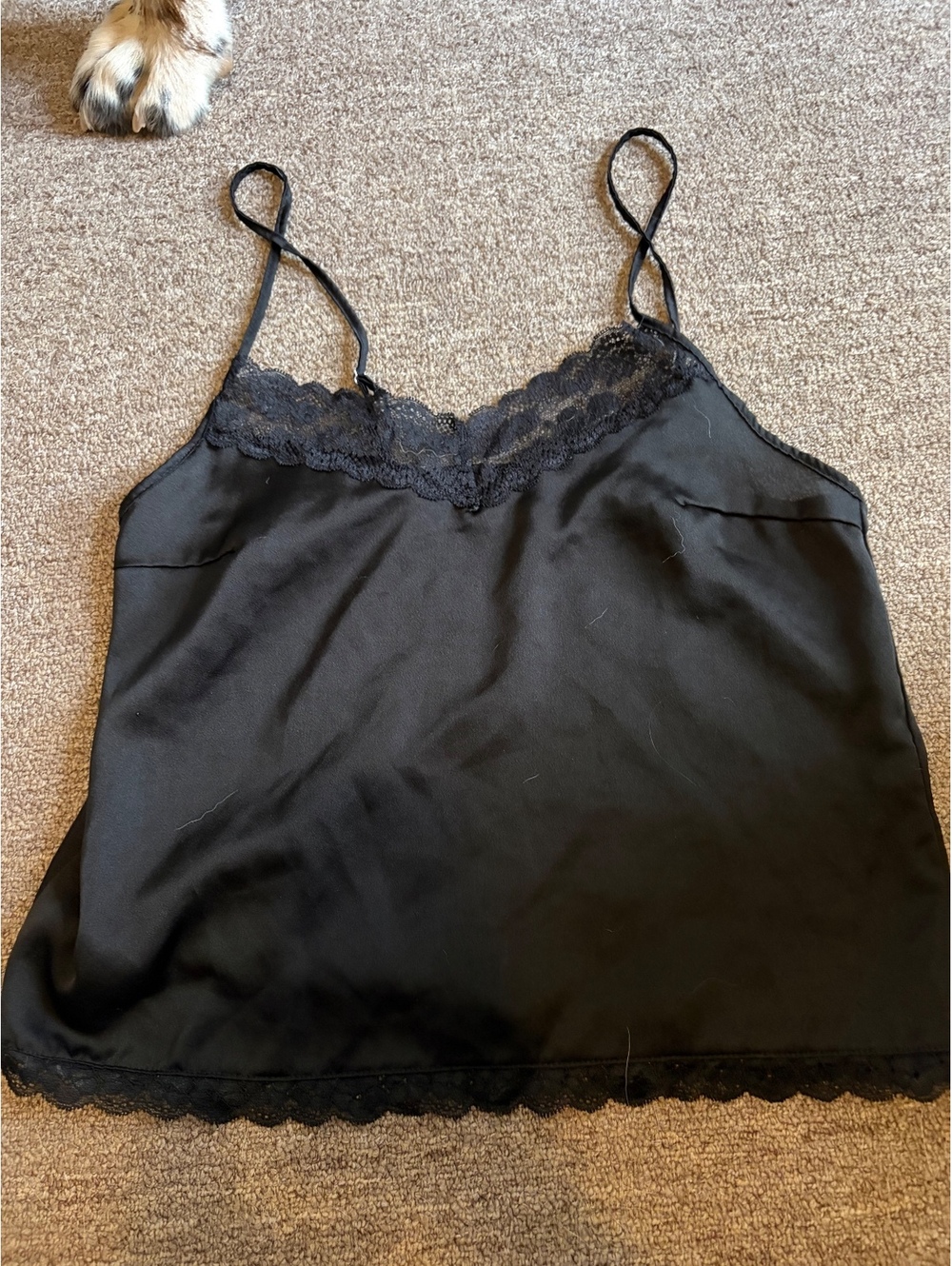 Just Sexy Lingerie Black Lace Trim Camisole Top Size Small whimsy goth fairy